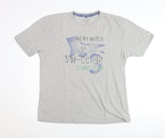 Boston Crew Men's Grey Graphic T-Shirt Size L Cotton Casual