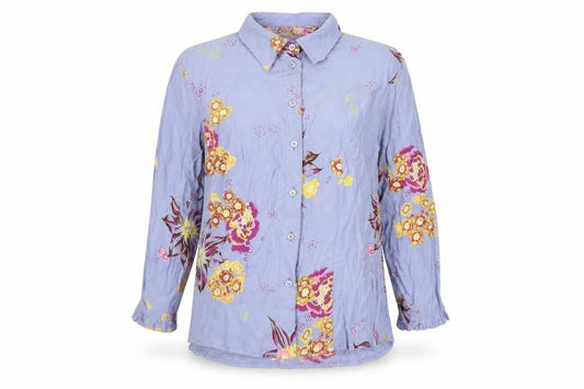 Oilily Women’s Purple Floral Viscose Blouse Size 14 Long Sleeve