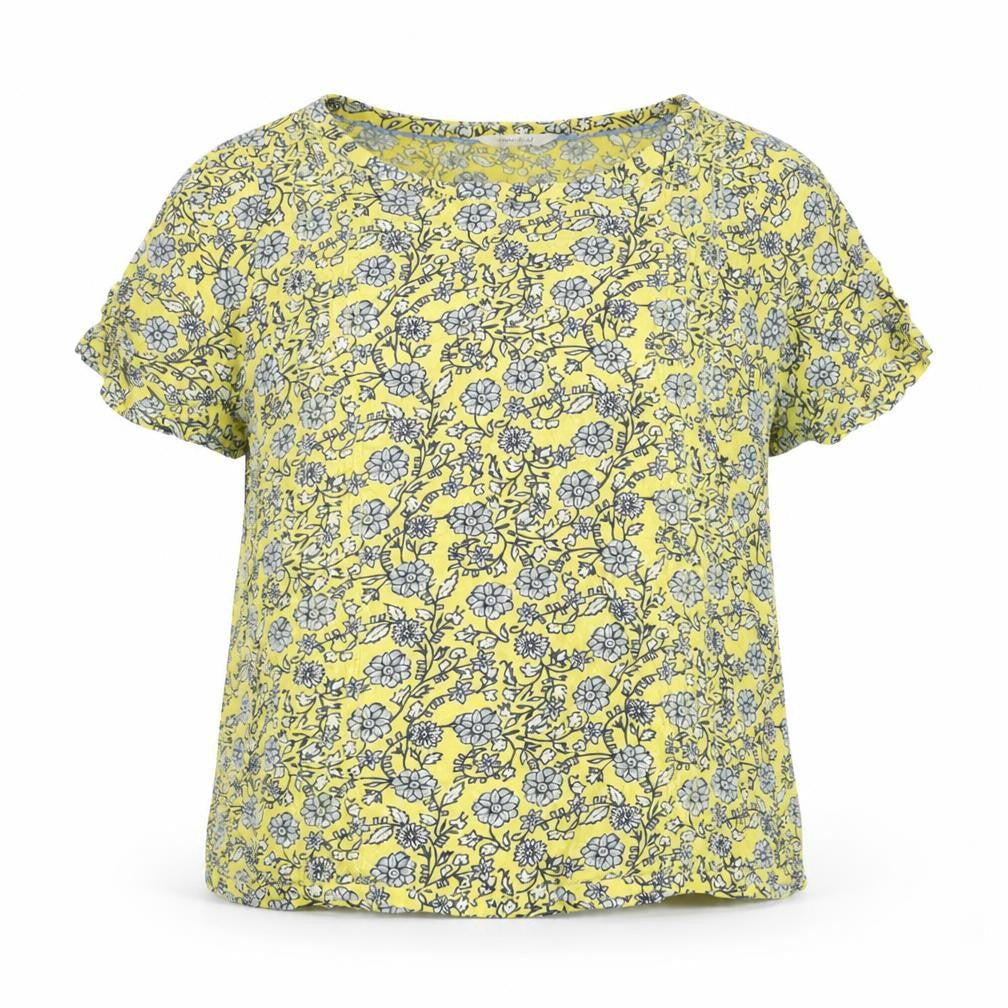 White Stuff Womens Yellow Floral Viscose Blouse Size 10
