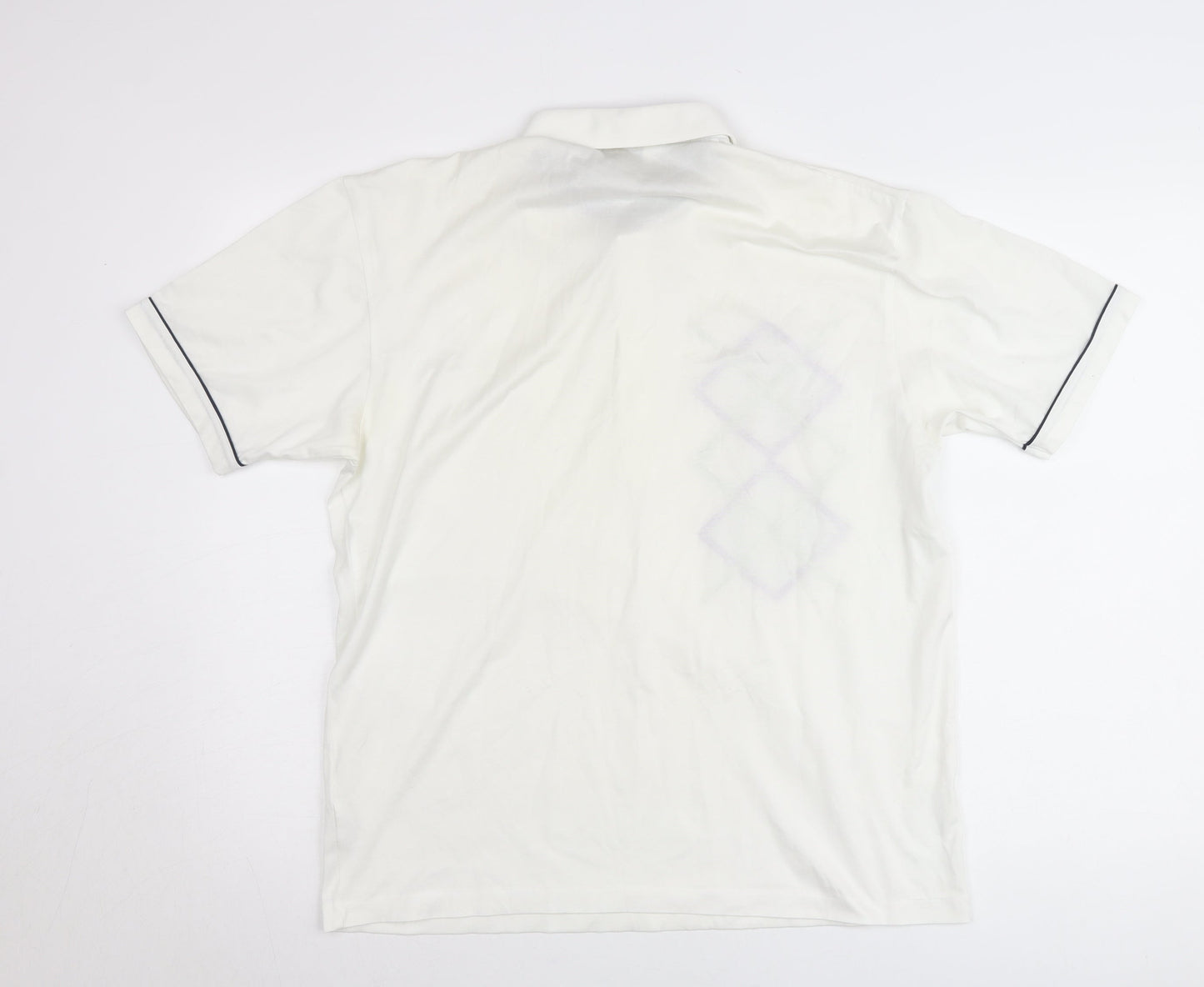 Matchplay Mens White Argyle Golf Polo Shirt Size L Cotton