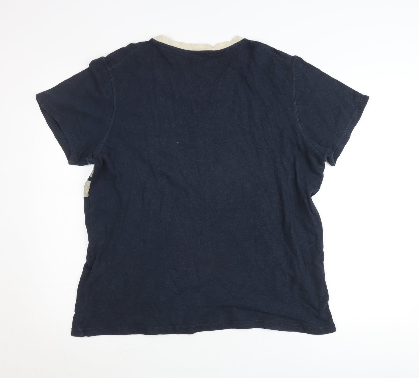 Selected Homme Men's Blue XL Striped Crew Neck Cotton T-Shirt