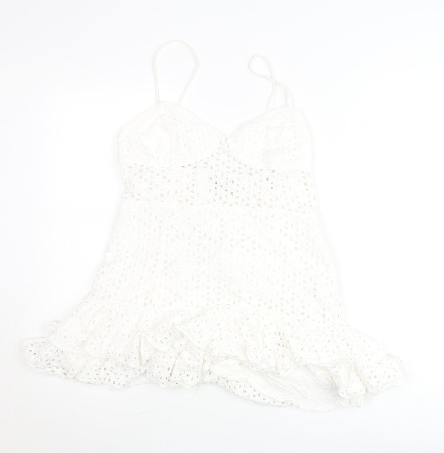 Zara Women White Lace Camisole Tank Top Size 12 Boho Summer