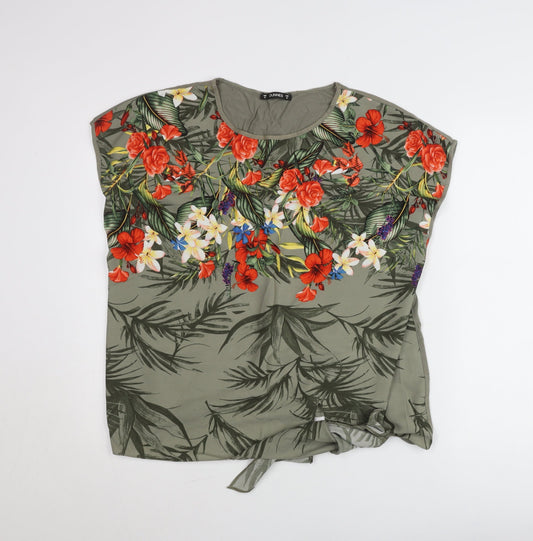 Dunnes Women’s Green Floral Tunic Blouse Size 16 Embroidered