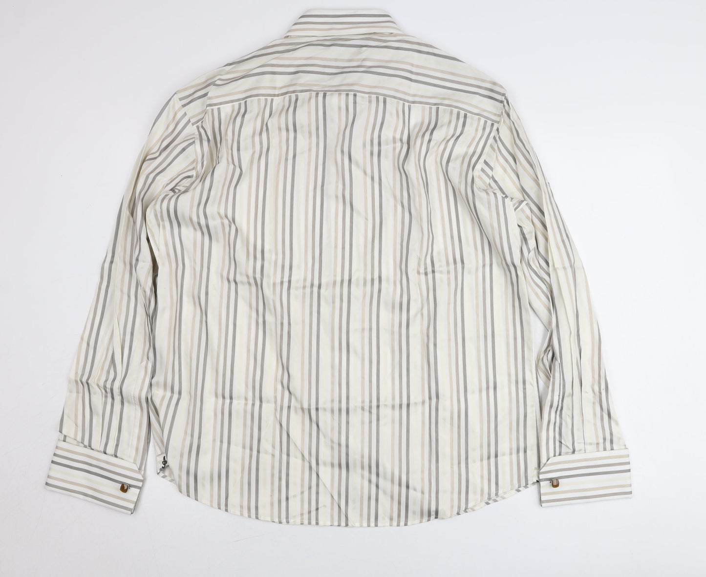 Marks and Spencer Women’s Multicoloured XL Cotton Silk Striped Button-Up Shirt