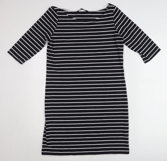 French Connection Women’s Black White Striped Shift Dress Size 14