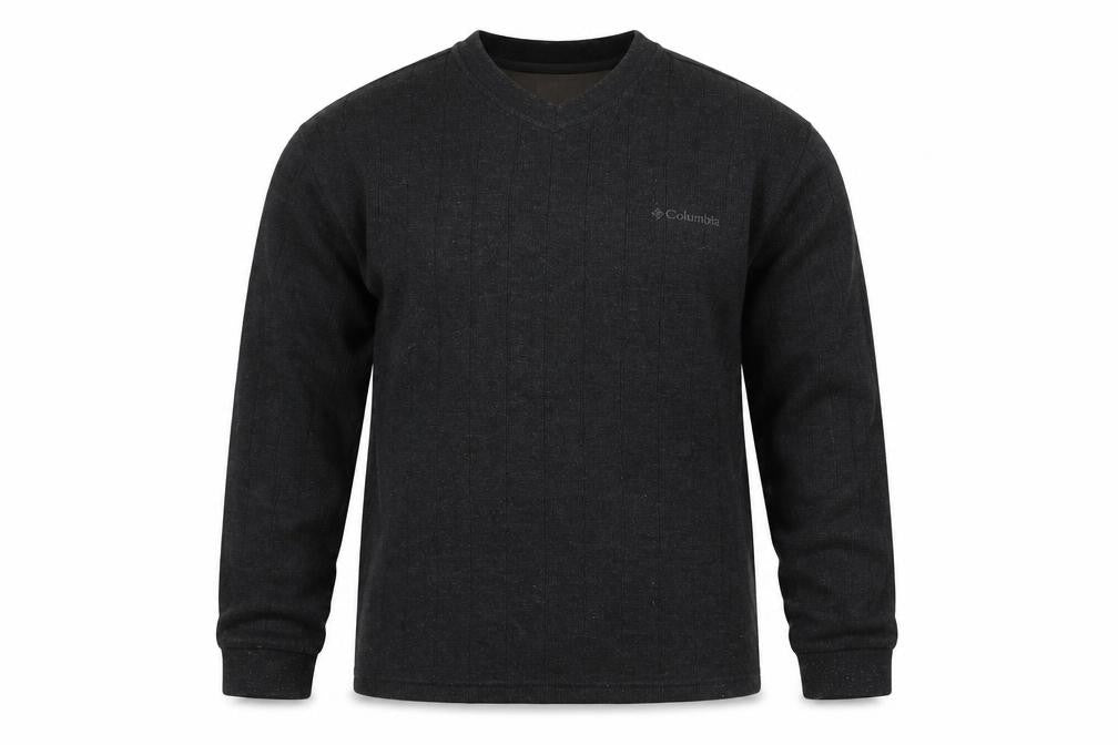 Columbia Men's Black Pullover Jumper M V-Neck Cotton Blend