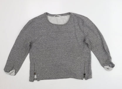Additional front view of Red Herring Women’s Grey Round Neck jumper, size UK 8, Zip Detail
