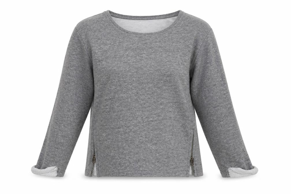 Red Herring Women’s Grey Round Neck Pullover Jumper Size 8 Zip Detail