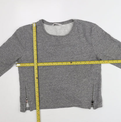 Back view of Red Herring Women’s Grey Round Neck jumper, size UK 8, Zip Detail