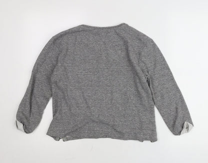 Close-up detail of Red Herring Women’s Grey Round Neck jumper, size UK 8, Zip Detail