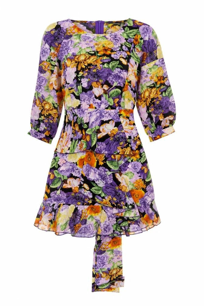 PRETTYLITTLETHING Women’s Multicoloured Floral Wrap Mini Dress UK 6