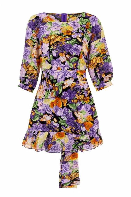 PRETTYLITTLETHING Women’s Multicoloured Floral Wrap Mini Dress UK 6