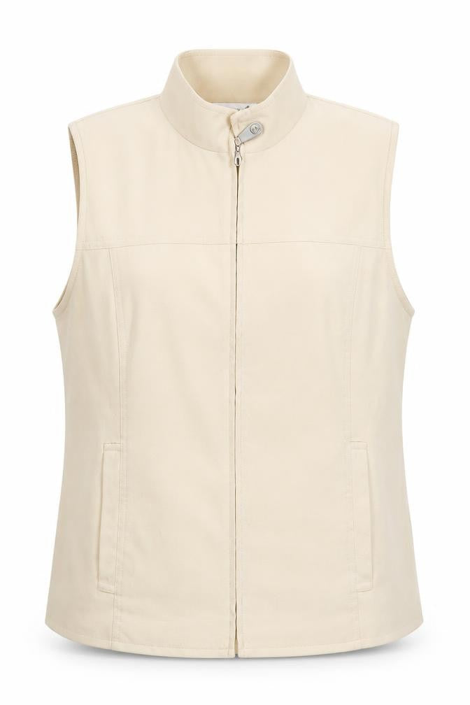 Jumper Womens Beige Waistcoat Size 12 Sleeveless Zip Jacket
