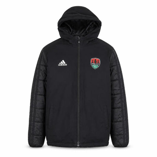 Adidas Boys Black 9-10Y Hooded Puffer Jacket Cork City FC Zip Coat