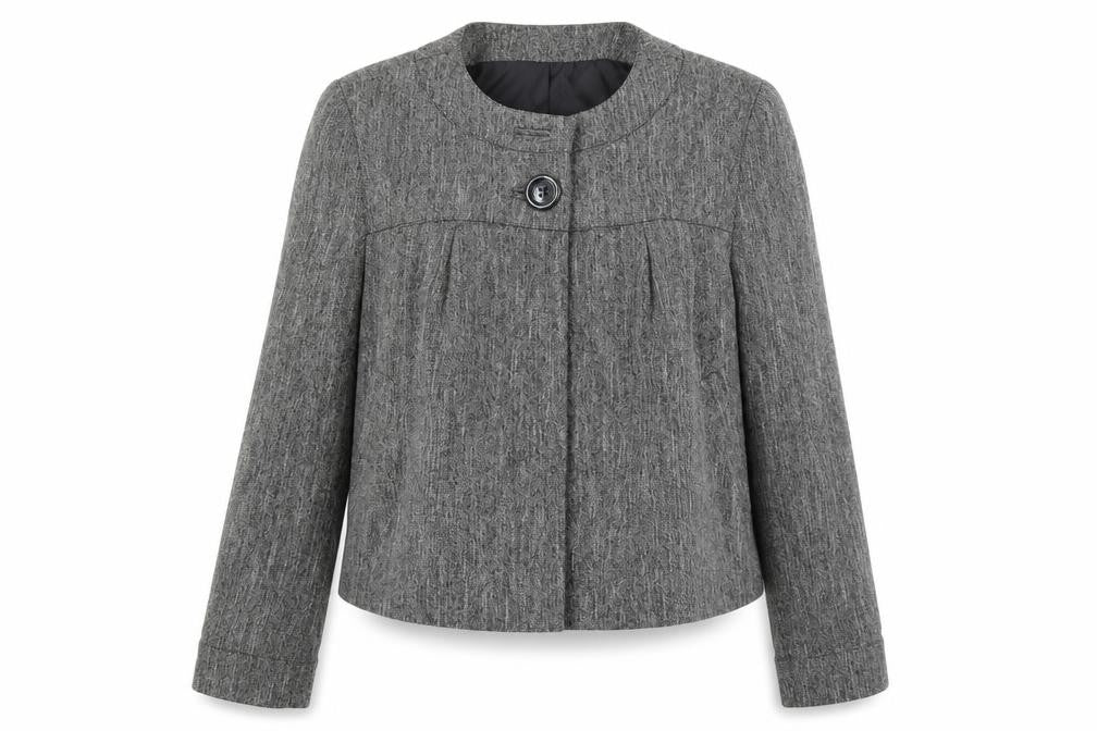 Front view of Atmosphere women’s grey jacket, size UK 16, business workwear classic