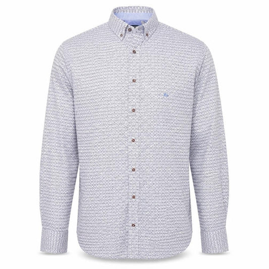 Giordano Men’s Blue Geometric Button-Up Shirt L Regular Fit Cotton