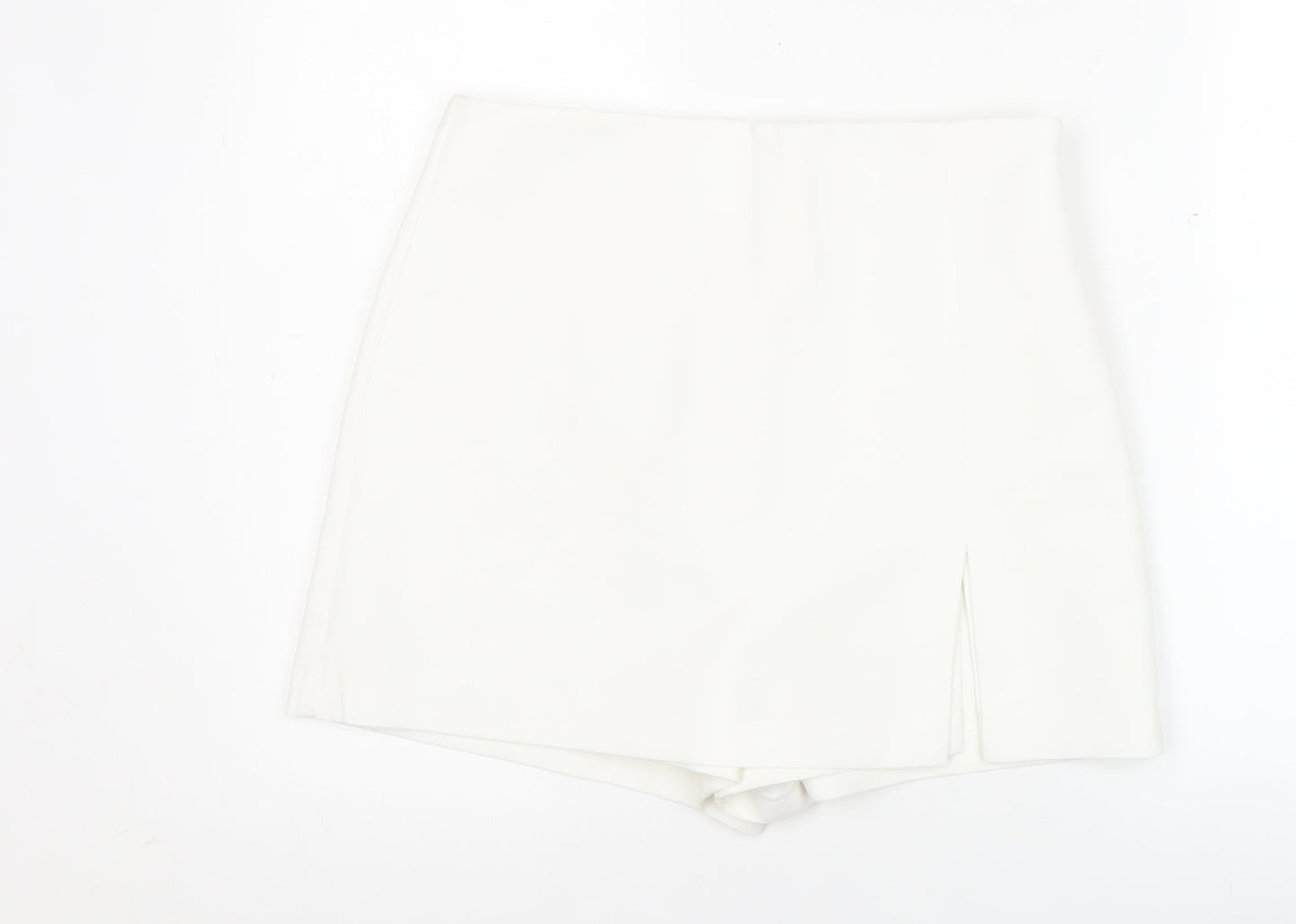 Zara Women White Skort L High Rise Short Casual Party Summer