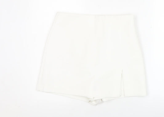 Zara Women White Skort L High Rise Short Casual Party Summer