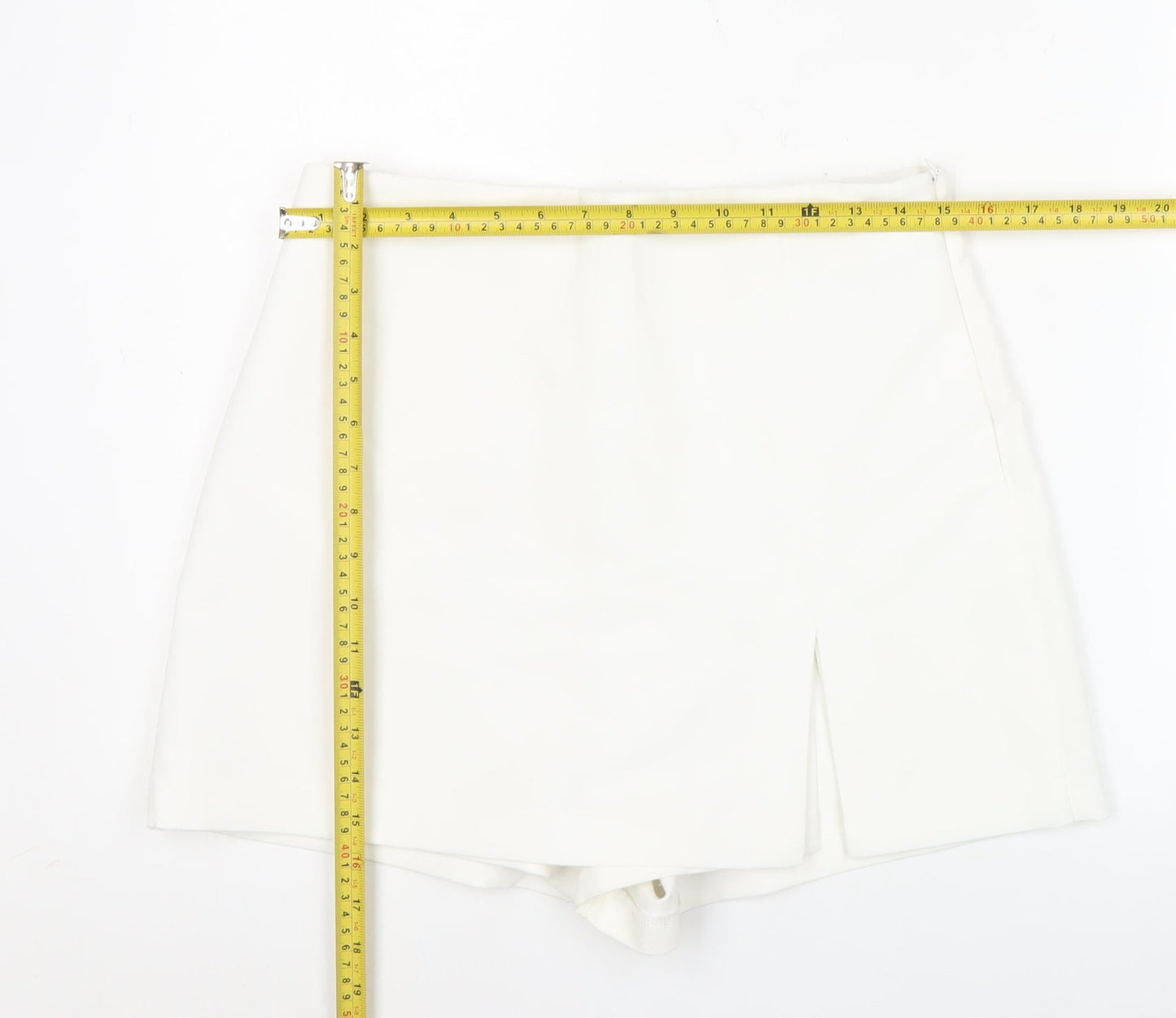 Zara Women White Skort L High Rise Short Casual Party Summer