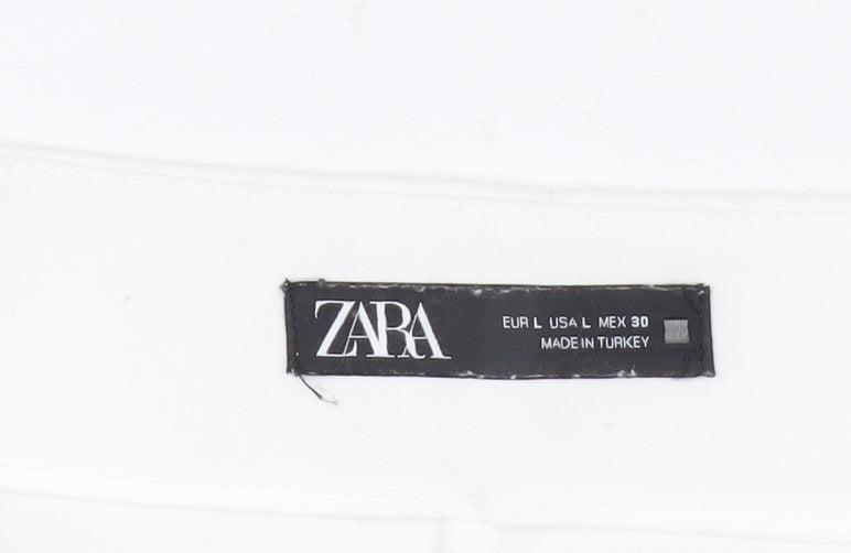 Zara Women White Skort L High Rise Short Casual Party Summer