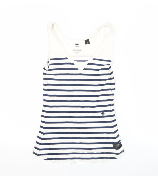 G-Star Raw Women's Blue Striped Slim Fit Tank Top Size S
