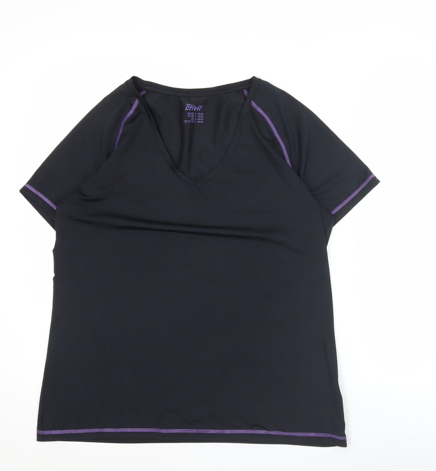 Crivit Womens Black Short Sleeve V-Neck Active T-Shirt Size 18/20