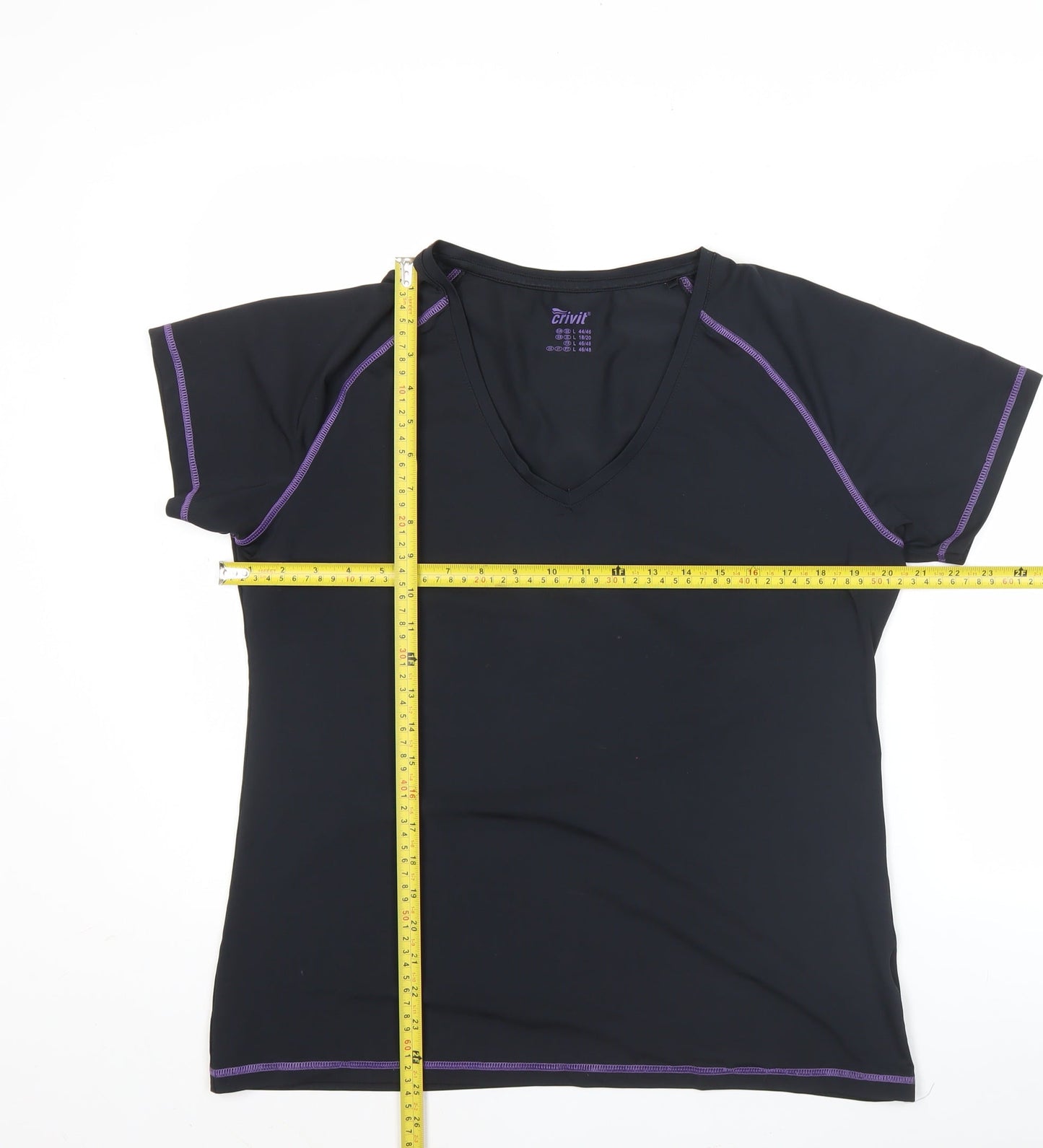 Crivit Womens Black Short Sleeve V-Neck Active T-Shirt Size 18/20