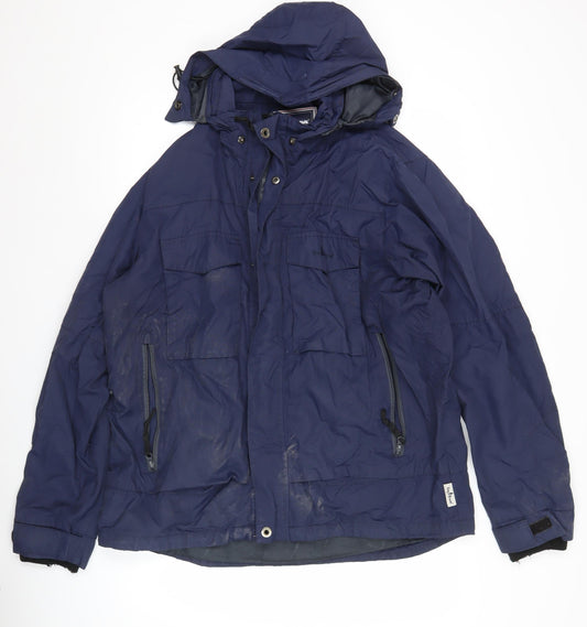 Tony Brown Men's Blue XL Hooded Parka Jacket with Pockets