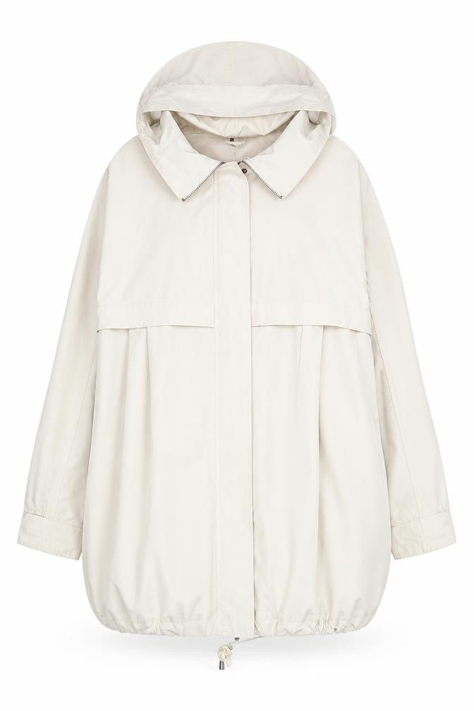 Couchel Womens Beige Parka Jacket L Hooded Mid-Length Casual