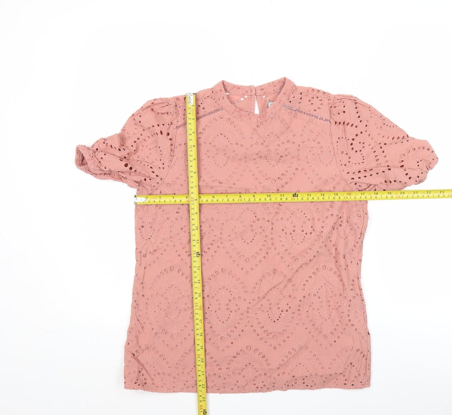 Oasis Womens Pink Cotton Lace Blouse UK 10 Summer Tunic Top