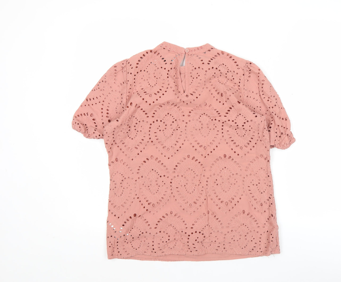 Oasis Womens Pink Cotton Lace Blouse UK 10 Summer Tunic Top