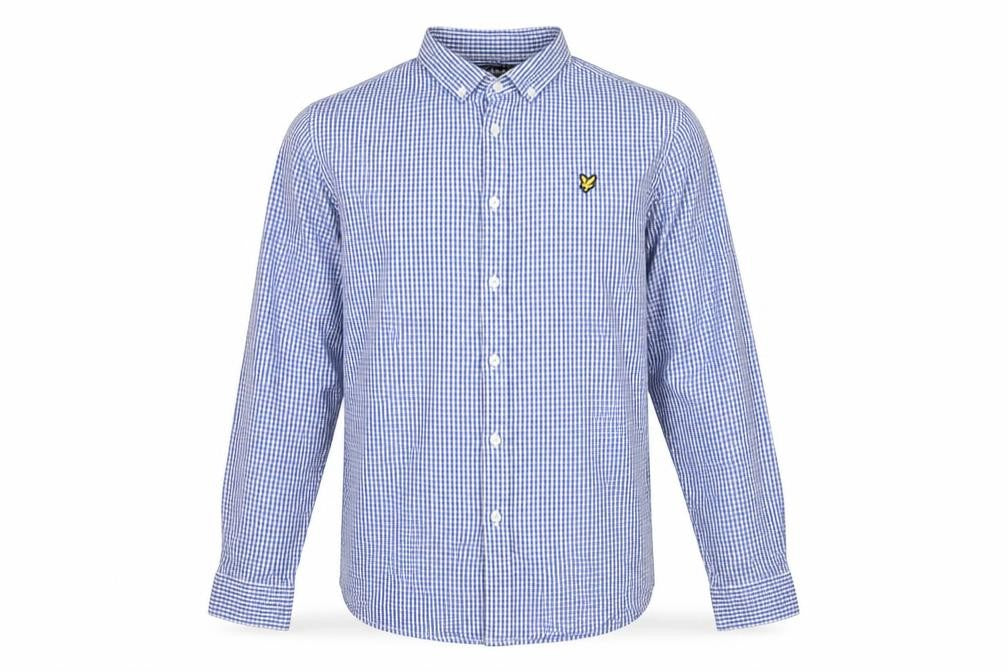 Lyle & Scott Men's Blue Check Cotton Button-Up Shirt XL