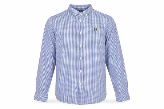 Lyle & Scott Men's Blue Check Cotton Button-Up Shirt XL