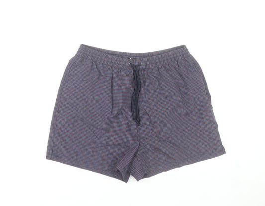 St. Bernard Men's Blue Medium Checked Swim Shorts with Lining