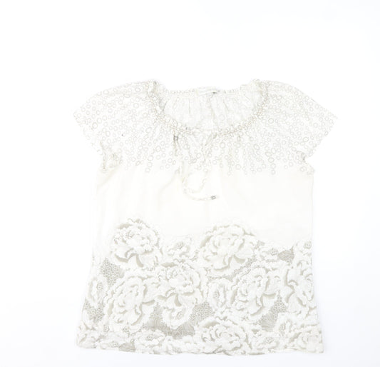 Rocha John Rocha Women’s Ivory Floral Tunic Blouse Size 12