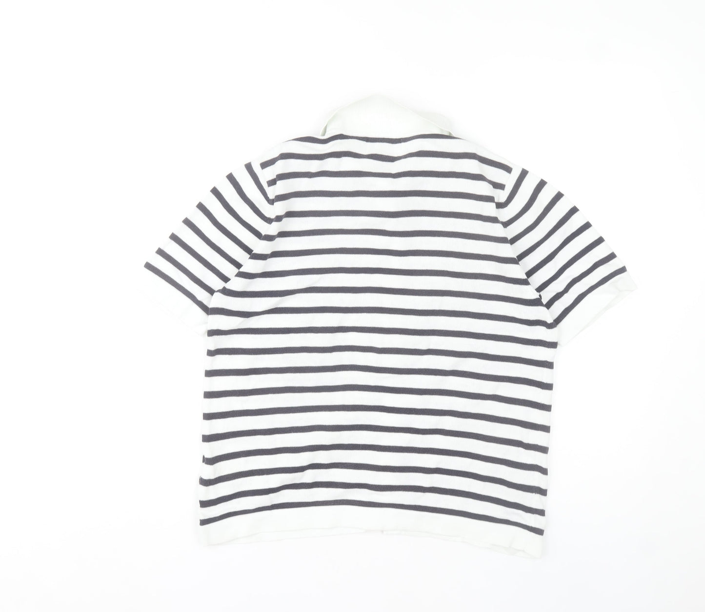 Jumper Womens M Black White Striped Button-Up Cotton Shirt