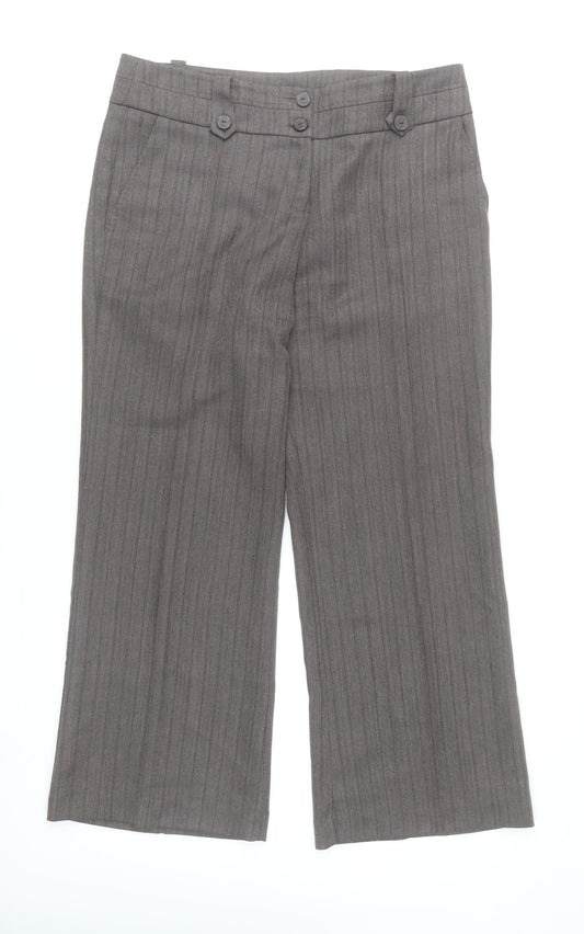 Classics Women Grey Pinstripe Dress Pants Size 14 Straight Leg