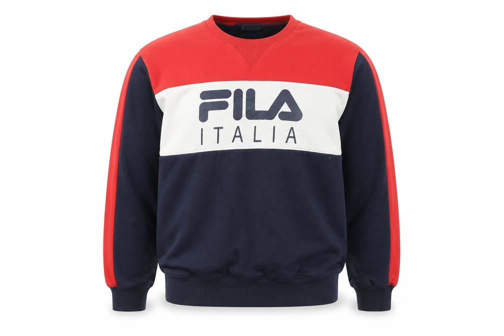Fila Men’s Blue Red White Pullover Sweatshirt Size L Crew Neck
