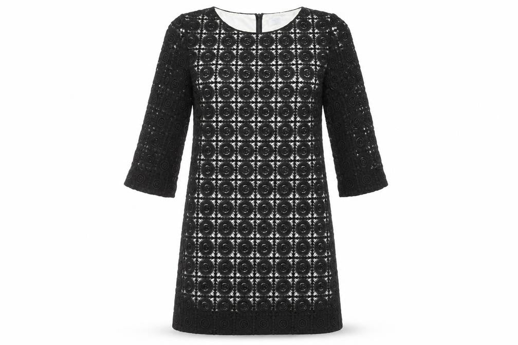 Oasis Women’s Black Lace Shift Dress Size 12 3/4 Sleeve Party