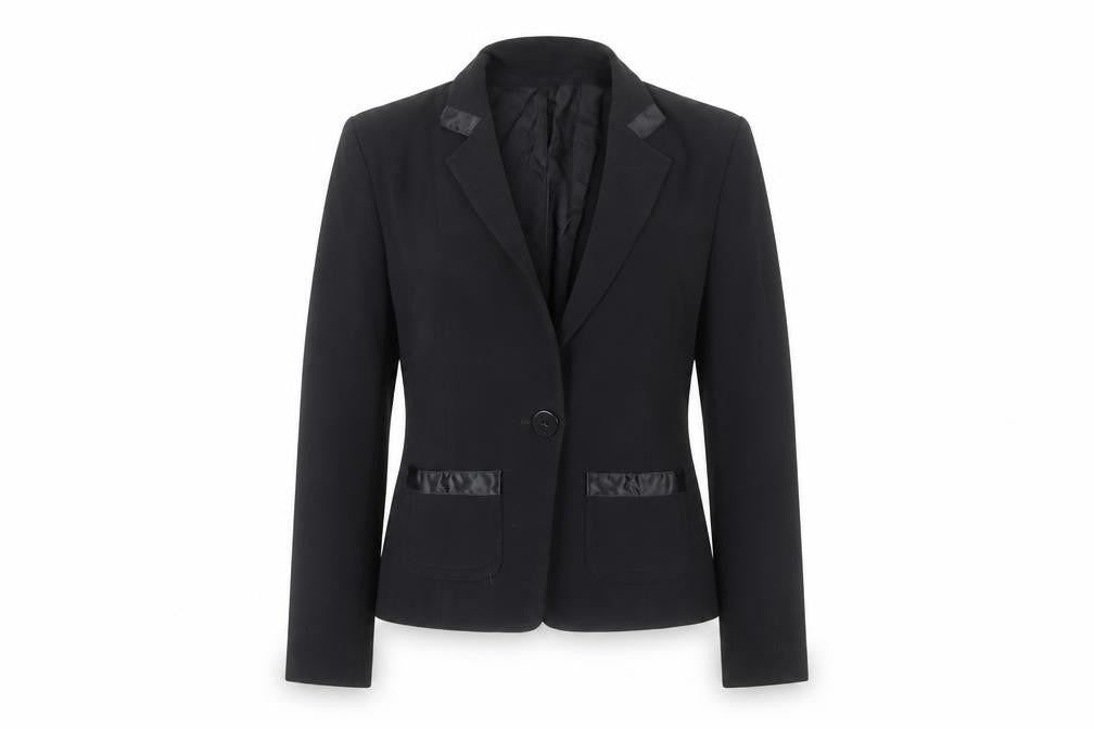 Pied A Terre Womens Black Blazer Jacket Size 12 Single Breasted Notch Lapel