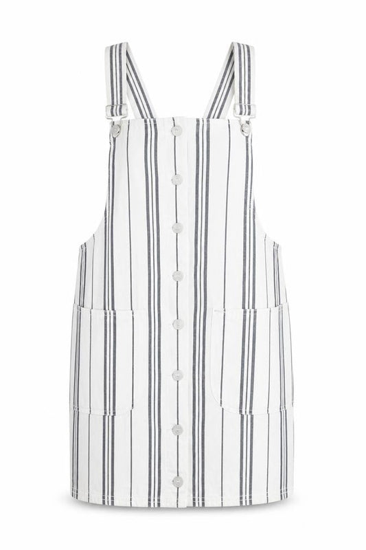 Diesel Women’s White Striped Cotton Pinafore Dress Size 8