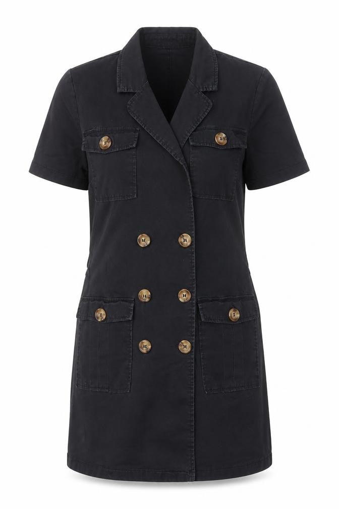 Boohoo Women’s Black Shirt Dress UK 8 Short Sleeve Cotton