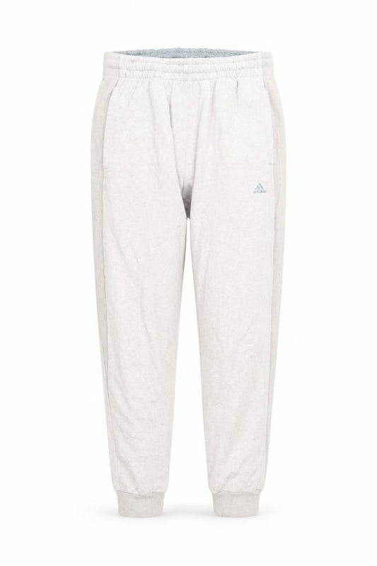 Front view of Adidas Men Grey L Sweatpants Tapered Fit Elastic Waist Pockets