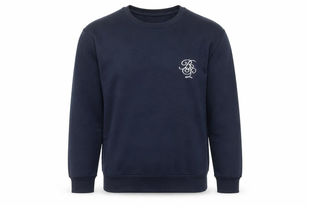 Brave Soul Mens Blue Sweatshirt L Pullover Crew Neck Logo Embroidered