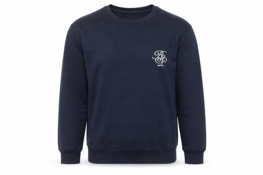 Brave Soul Mens Blue Sweatshirt L Pullover Crew Neck Logo Embroidered