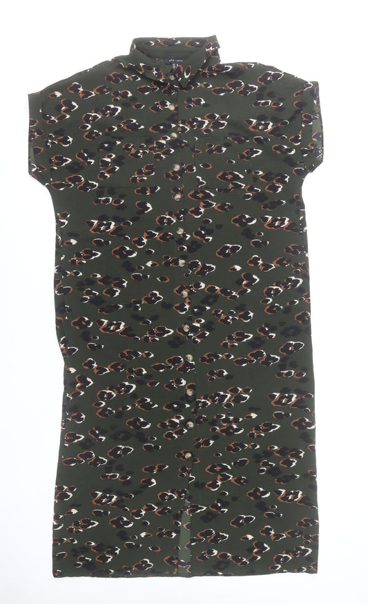 New Look Women’s Green Animal Print Shirt Dress Size 14