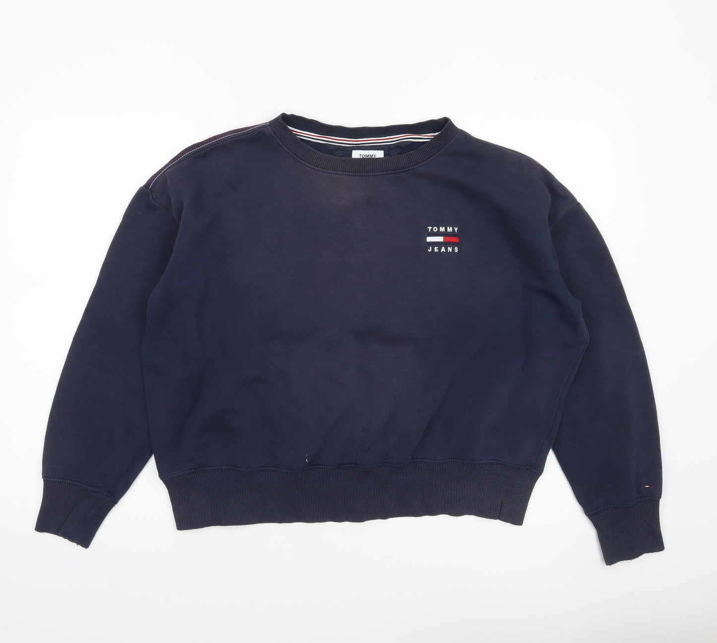 Tommy Jeans Womens Blue Pullover Sweatshirt M Logo Crew Neck