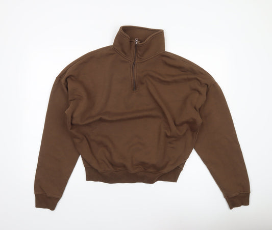 Boohoo Women’s Brown XS 1/2 Zip Sweatshirt Pullover Casual