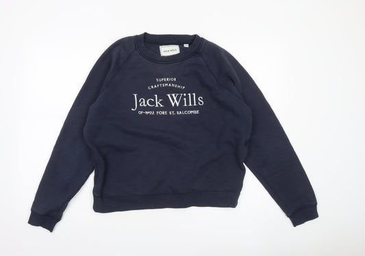 Jack Wills Women’s Navy Sweatshirt UK 10 Cotton Blend Logo