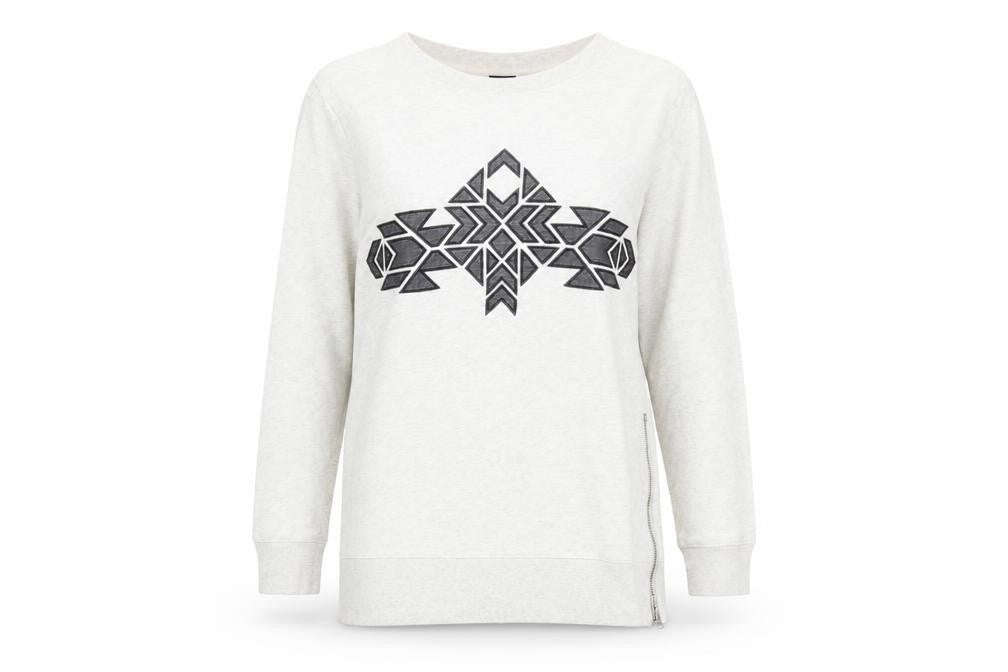 Gap Womens Grey Tunic Sweatshirt M Long Sleeve Zip Graphic Print
